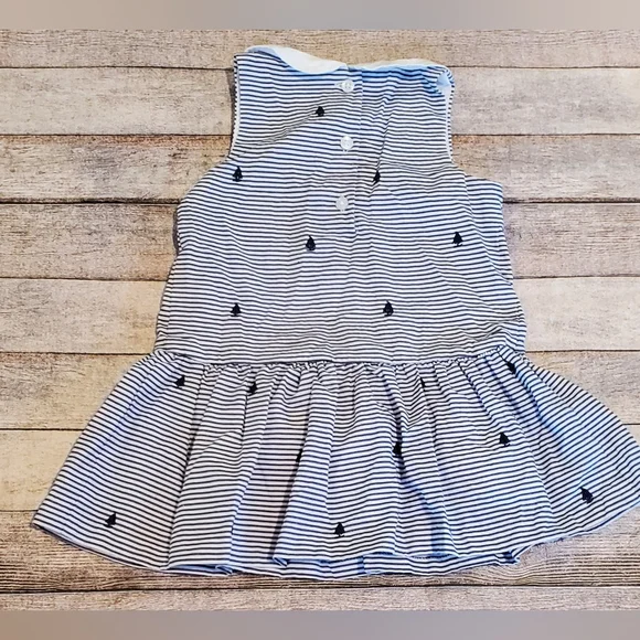 Janie and Jack Palermo Shore Embroidered Sailboat Stripe Dress Girl Size 12-18M - Picture 2 of 6